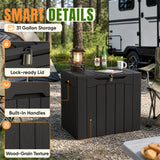 Devoko 31 Gallon Small Deck Box, Lockable Resin Patio Outdoor Storage Box, Weatherproof Outside Storage Bin for Patio Cushions, Garden Tools, Pool Supplies