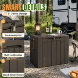 Devoko 31 Gallon Small Deck Box, Lockable Resin Patio Outdoor Storage Box, Weatherproof Outside Storage Bin for Patio Cushions, Garden Tools, Pool Supplies