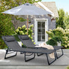 Vineego Foldable Lounge Chaise 12 inch High 5-Position Adjustable Patio Lounge Chair Beach Pool Chaise,Black
