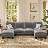 Vineego U-Shaped Sectional Sofa with Double Chaise 4-Seat Modular Sofa Couch for Living Room