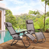 Vineego 2 Pack Patio Zero Gravity Chair Outdoor Lounge Chaise Folding Steel Chair 2 Capacity- Black