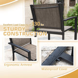 Vineego 3 Pieces Patio Furniture Set Textilene Bistro Set Outdoor Conversation Set Modern Porch Furniture Lawn Chairs with Coffee Table, Black