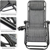 Vineego 2 Pack Patio Zero Gravity Chair Outdoor Lounge Chaise Folding Steel Chair 2 Capacity- Black