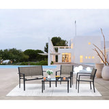 Vineego 3 Pieces Patio Furniture Set Textilene Bistro Set Outdoor Conversation Set Modern Porch Furniture Lawn Chairs with Coffee Table, Black