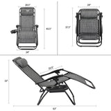 Vineego 2 Pack Patio Zero Gravity Chair Outdoor Lounge Chaise Folding Steel Chair 2 Capacity- Black