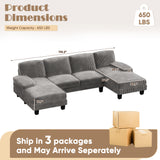 Vineego U-Shaped Sectional Sofa with Double Chaise 4-Seat Modular Sofa Couch for Living Room