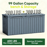 Devoko 99 Gallon Deck Box, Outdoor Storage Container with Lockable Lid, Waterproof Resin Storage Bin for Patio Cushions, Garden Tools & Pool Supplies