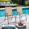 Upgraded Version 4 Pcs Patio Folding Chairs with Arms, Portable Outdoor Lawn Chairs, Sling Back Chairs for Camping,lawn, Pool, Courtyard, Balcony & Garden(Set of 4)