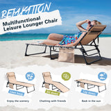 Devoko Foldable Lounge Chaise 12 inch High 5-Position Adjustable Patio Lounge Chair Beach Pool Chaise