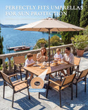 Devoko 7 Pcs Aluminum Patio Dining Sets with HIPS Tabletop Outdoor Table and Chairs with Umbrella Hole, Patio Furniture Sets for Garden Lawn Poolside