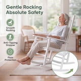 Devoko Outdoor Rocking Chair Set of 2, Solid Acacia Wood Patio Rocking Chairs with High Backrest, Porch Rocker for Patio Garden Balcony