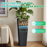 Devoko 24" Tall Planters for Outdoor Plants Set of 2, Woven-Textured Outdoor Plant Pots for Patio, Front Porch