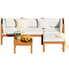 Vineego Patio Acacia Wood Sectional Sofa with Cushions，Outdoor Furniture Set for Porch, Yard and Balcony