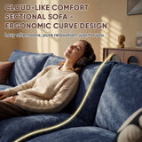 Devoko 119" 3-Seat Modular Sectional Sofa, L-Shaped Cloud Couch with Movable Ottoman for Living Room, Upholstered Sofa
