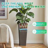 Devoko 24" Tall Planters for Outdoor Plants Set of 2, Woven-Textured Outdoor Plant Pots for Patio, Front Porch