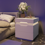 Devoko Nightstand with Charging Station, Side Table with LED Lights, Bedside Table with Plug Outlets, 2 USB Ports, Bedside Tables with 2 Drawers and Top Storage Space, 20 RGB Colors Lighting, White