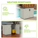 Devoko 26 Cu Ft Resin Outdoor Storage Cabinet, Plastic Horizontal Shed Resin Storage Shed with Lockable Door, Water-Resistant Backyard Storage Box for Garden Patio, Beige, Shelf Not Included