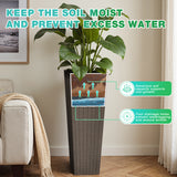 Devoko 24" Tall Planters for Outdoor Plants Set of 2, Woven-Textured Outdoor Plant Pots for Patio, Front Porch