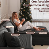 Vineego 110" L Shaped Modular Sectional Sofa 3 Seat Cloud Sectional Couch with Deep Seat Upholstered Boneless Couches for Living Room