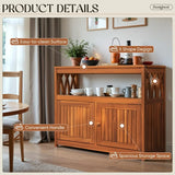 Devoko Sideboard Cabinet Weatherproof Acacia Wood Cabinet with Double Door Used for indoor Outdoor Storage, Kitchen, Buffet Cabinet,Brown