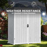 Devoko 5x3 FT Resin Outdoor Storage Cabinet, Plastic Shed with Floor Small Vertical Waterproof Tool Shed with Lockable Door for Garden Backyard Patio Lawn, Light Gray