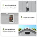 Devoko 6X8 FT Resin Outdoor Storage Shed with Floor, Light Grey, Plastic Tool Sheds with Window and Lockable Door, Weather-Resistant Garden Shed, Easy Assembly for Backyard, Patio, Lawn
