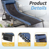 Vineego Outdoor Folding Chaise Lounge Chair, Portable Reclining Adjustable Metal Tanning Chair with Side Storage Bag for Beach Patio Pool