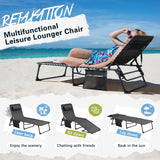 Devoko Foldable Lounge Chaise 12 inch High 5-Position Adjustable Patio Lounge Chair Beach Pool Chaise