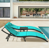 Vineego 3 Pieces Patio Outdoor Chaise Lounge Chair Clearance Outdoor Furniture Set PE Rattan Adjustable Folding Pool Lounge Chair