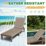 Devoko Set of 2 Outdoor Chaise lounge Chairs, Rattan Style, Multi-angle Adjustable Back, Light Brown