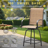 Vineego 3 Pcs Outdoor Swivel Metal Bar Stools, Patio Height Textilene Chairs with Table,Beige