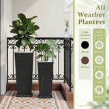 Devoko Tall Planters for Outdoor Plants Set of 2, Woven-Textured Outdoor Plant Pots for Patio, Front Porch