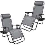 Vineego 2 Pack Patio Zero Gravity Chair Outdoor Lounge Chaise Folding Steel Chair 2 Capacity- Black