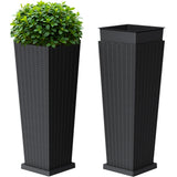 Vineego 24" Tall Planters for Outdoor Plants Set of 2, Woven-Textured Outdoor Plant Pots for Patio, Front Porch