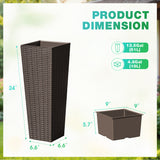 Devoko 24" Tall Planters for Outdoor Plants Set of 2, Woven-Textured Outdoor Plant Pots for Patio, Front Porch