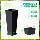 Vineego 24" Tall Planters for Outdoor Plants Set of 2, Woven-Textured Outdoor Plant Pots for Patio, Front Porch