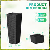 Devoko 24" Tall Planters for Outdoor Plants Set of 2, Woven-Textured Outdoor Plant Pots for Patio, Front Porch