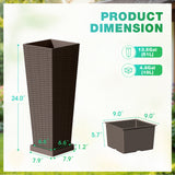 Vineego 24" Tall Planters for Outdoor Plants Set of 2, Woven-Textured Outdoor Plant Pots for Patio, Front Porch