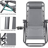 Vineego 2 Pack Patio Zero Gravity Chair Outdoor Lounge Chaise Folding Steel Chair 2 Capacity- Black