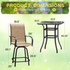 Vineego 3 Pcs Outdoor Swivel Metal Bar Stools, Patio Height Textilene Chairs with Table,Beige