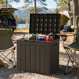 Devoko 31 Gallon Small Deck Box, Lockable Resin Patio Outdoor Storage Box, Weatherproof Outside Storage Bin for Patio Cushions, Garden Tools, Pool Supplies