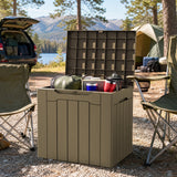 Devoko 31 Gallon Small Deck Box, Lockable Resin Patio Outdoor Storage Box, Weatherproof Outside Storage Bin for Patio Cushions, Garden Tools, Pool Supplies