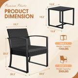 Devoko 3 Pieces Outdoor Plastic Bistro Set Patio Conversation Set with Cushion and Table, Black