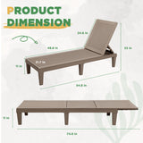 Devoko Set of 2 Outdoor Chaise lounge Chairs, Rattan Style, Multi-angle Adjustable Back, Light Brown