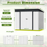 Devoko 8'x6' Patio Metal Storage Shed with Lockable Door,Outdoor Steel Tool Storage Shed for Backyard and Garden