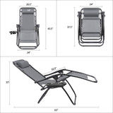 Vineego 2 Pack Patio Zero Gravity Chair Outdoor Lounge Chaise Folding Steel Chair 2 Capacity- Black