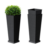 Vineego 24" Tall Planters for Outdoor Plants Set of 2, Woven-Textured Outdoor Plant Pots for Patio, Front Porch