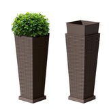 Vineego 24" Tall Planters for Outdoor Plants Set of 2, Woven-Textured Outdoor Plant Pots for Patio, Front Porch