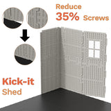 Devoko 10x10 FT Resin Storage Shed with Floor, Large Outdoor Plastic Sheds Outside,Garden Shed with Lockable Door & Windows, Multipurpose Tool Storage Shed for Patio Lawn Backyard, Beige