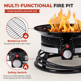 Devoko 19-inch Outdoor Propane Gas Fire Pits 58000 BTU Portable Smokeless Fire Pits with Cover, Grate & Carry Kit for Patio Outside Camping, Black